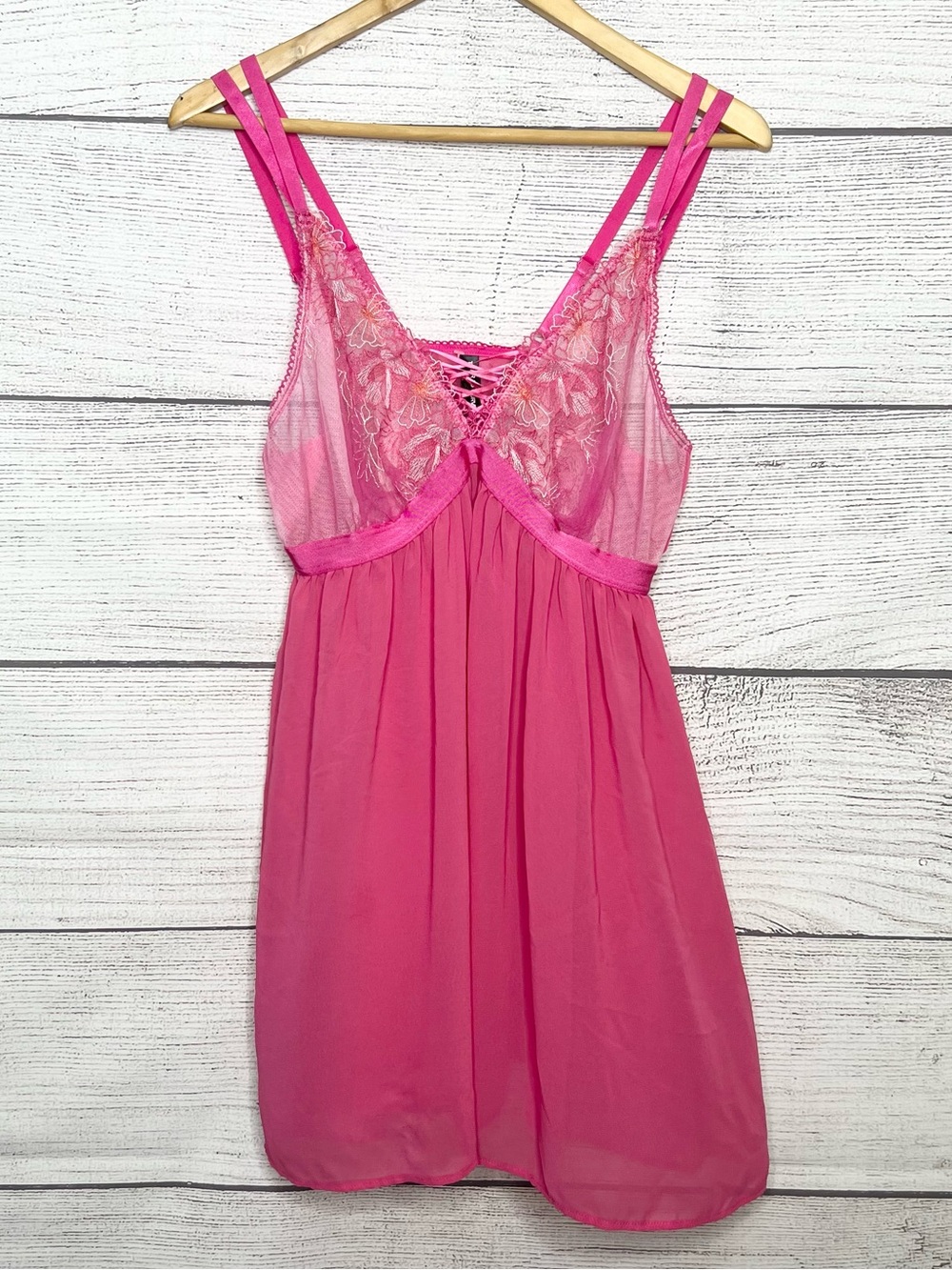 Torrid Sheer Pink Floral Lace Babydoll Chemise with Double Straps Size 2X NWOT